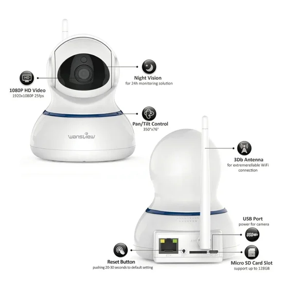 NWT Wansview Wireless 1080P Security Camera, WiFi Home Surveillance IP Camera - Picture 4 of 8